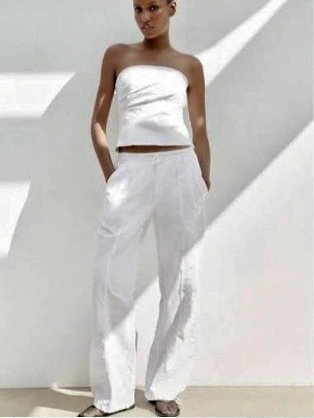 Zara White Track Pants